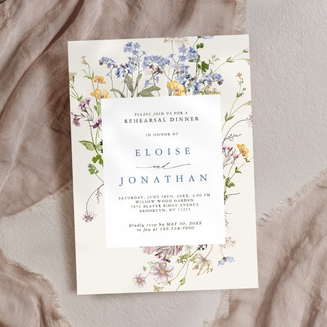 Pretty Spring Wildflower Meadow Rehearsal Dinner Invitation (Pretty Spring Wildflower Meadow Rehearsal Dinner Invitation)