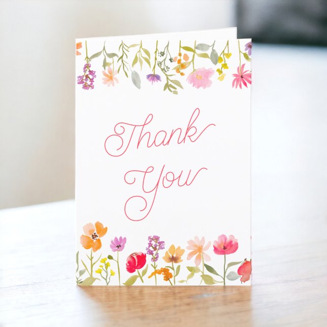 Pretty spring wildflowers floral bridal shower thank you card (Pretty spring wildflowers floral bridal shower thank you card)