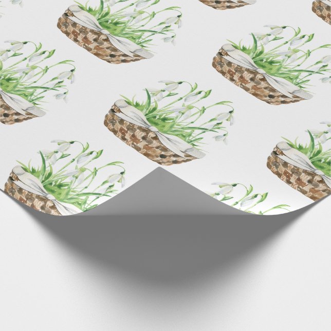 Pretty Spring Wildflowers in a Basket Wrapping Paper (Corner)