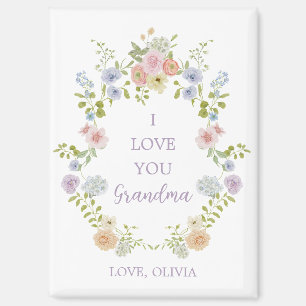 Pretty Spring Wildflowers Love You Grandma Magnet