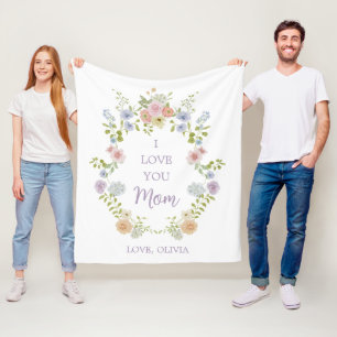 Pretty Spring Wildflowers   Love You Mum Fleece Blanket