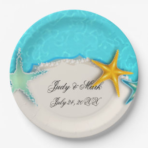 Pretty Starfish Summer Beach Paper Plate