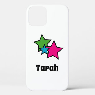Pretty Stars Pink Blue Green Black Personalise iPhone 12 Case