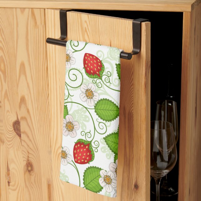 Pretty strawberries kitchen towels (Thirds Fold)