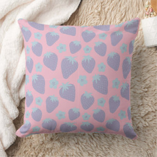 Pretty strawberries pattern in Lilac and Blue Cushion