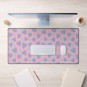 Pretty strawberries pattern in Lilac and Blue Desk Mat