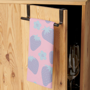 Pretty strawberries pattern in Lilac and Blue Tea Towel