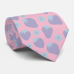 Pretty strawberries pattern in Lilac and Blue Tie