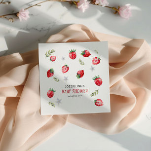 Pretty Strawberry 'Berry Sweet' Baby Shower Napkin
