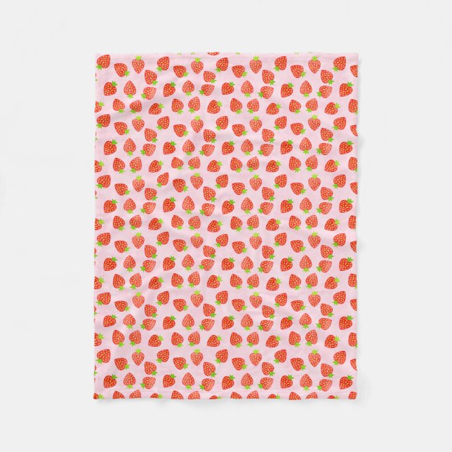 Pretty Strawberry Cream Pattern Fleece Blanket (Front)