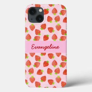 Pretty Strawberry Cream Pattern Personalised iPhone 13 Case