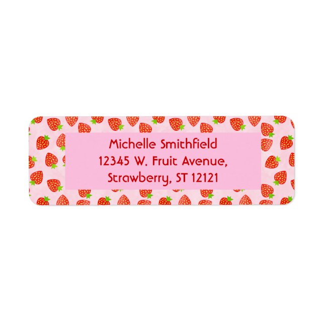 Pretty Strawberry Cream Pattern Personalised Return Address Label (Front)