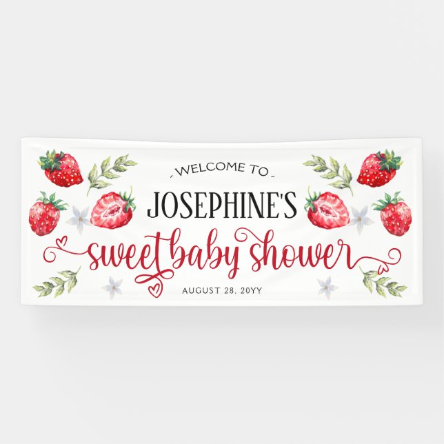 Pretty Strawberry Fruit 'Sweet Baby Shower'  Banner (Horizontal)