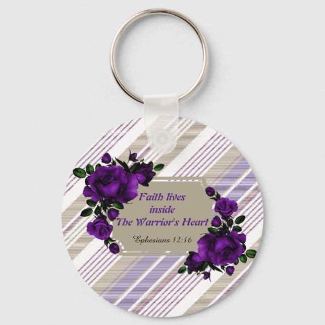 Pretty Striped Lavender  Floral Key chain (Front)