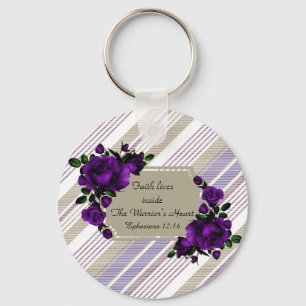 Pretty Striped Lavender  Floral Key chain