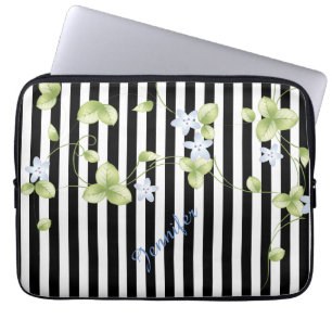 Pretty Stripes and Vines Laptop Case