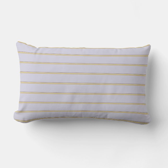 Pretty stripes in natural colours on lilac lumbar cushion (Front)