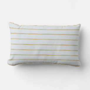 Pretty stripes in natural colours on pale blue lumbar cushion