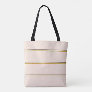Pretty stripes in natural colours on pale pink tote bag