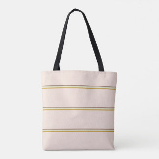 Pretty stripes in natural colours on pale pink tote bag