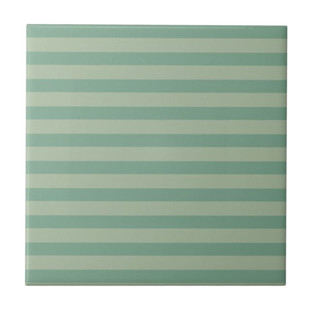 Pretty stripes in retro style Greeny home living Ceramic Tile (Front)