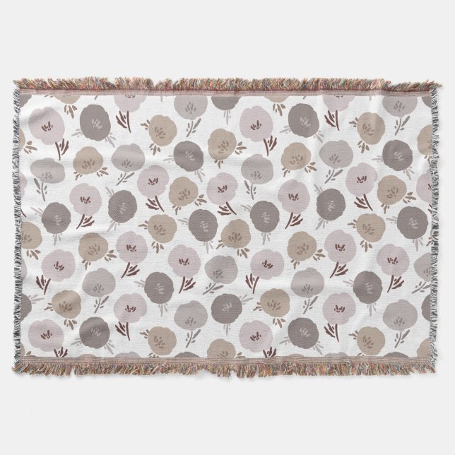Pretty Stylised Floral Pattern Throw Blanket (Front)