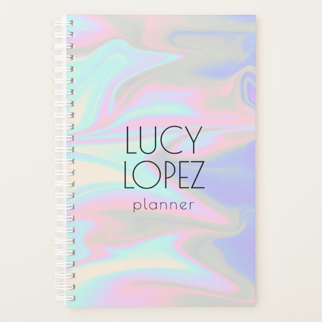 Pretty stylish modern elegant chick holographic planner (Front)