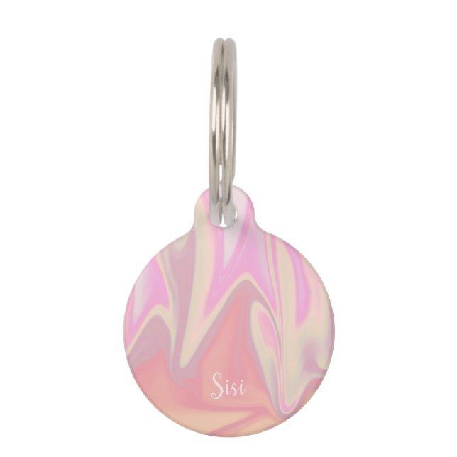 Pretty stylish modern elegant pink marble  pet tag (Front)