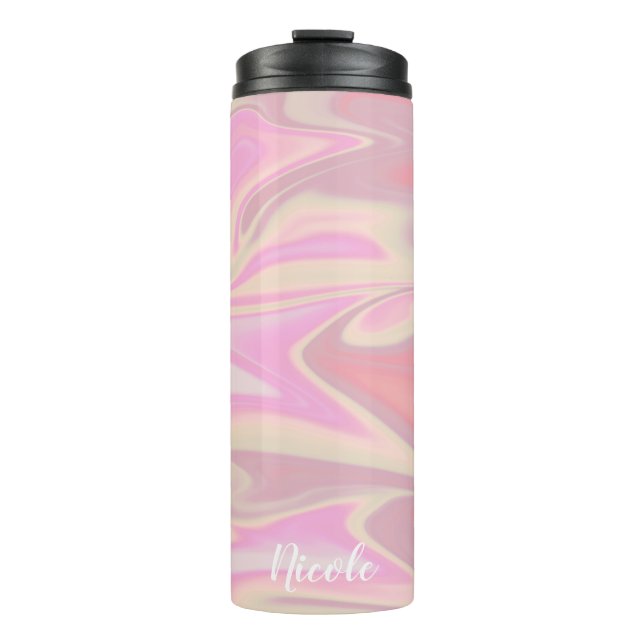 Pretty stylish modern elegant pink marble  thermal tumbler (Front)