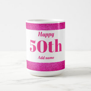 Pretty stylish personalised birthday mug gift 50th