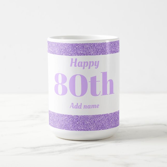 Pretty stylish personalised birthday mug gift 80th (Center)