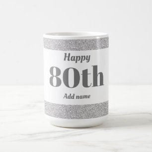 Pretty stylish personalised birthday mug gift 80th