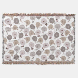 Pretty Stylized Floral Pattern Throw Blanket