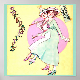Pretty Suffragettes Vintage Art altered Poster