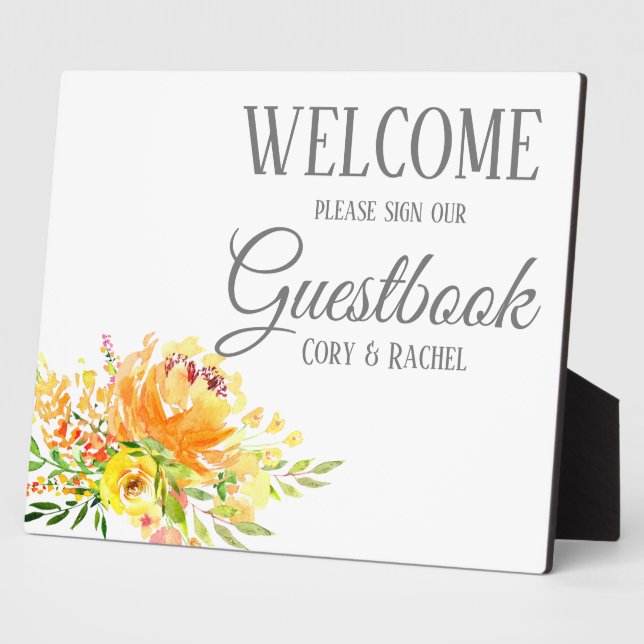 Pretty Summer Bouquet Wedding Guestbook  Plaque (Side)
