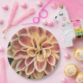 Pretty Summer Dahlia Flower (Beautiful Floral Art) Paper Plate