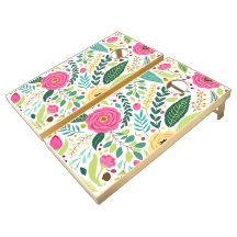 Pretty Summer Floral Cornhole Boards