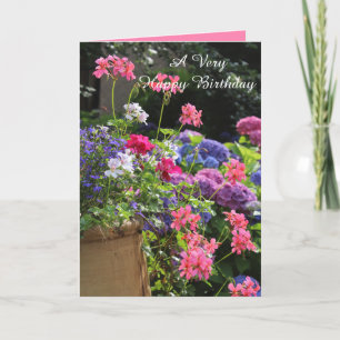 Pretty Summer Flower Geraniums in a Pot Card