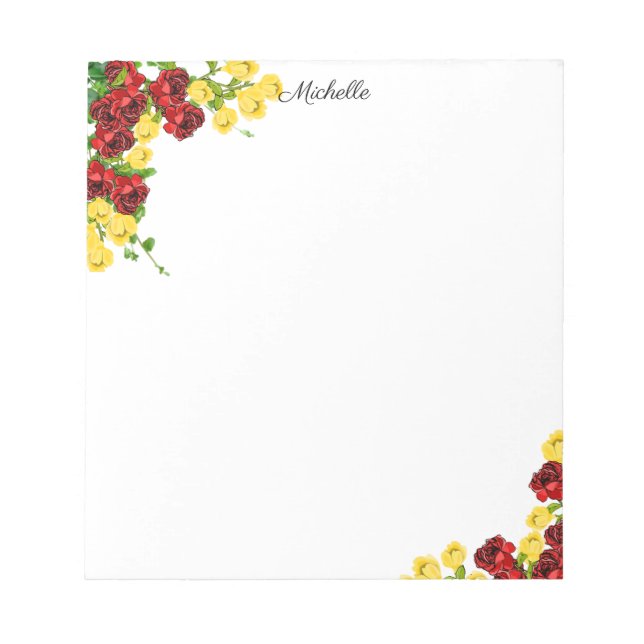Pretty Summer Flowers Notepad YOUR TEXT (Front)