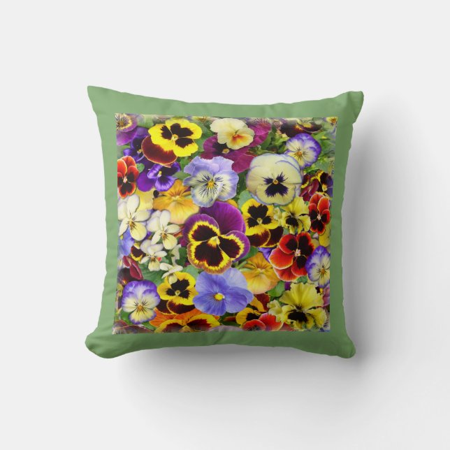 Pretty Summer Pansies Cushion (Front)
