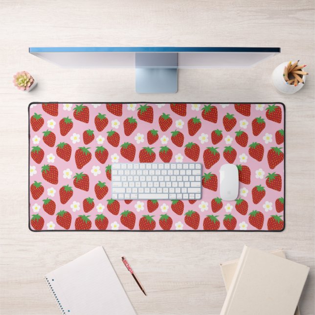 Pretty summer strawberry pattern desk mat (Office 1)