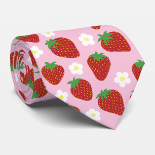 Pretty summer strawberry pattern tie