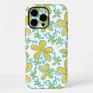 Pretty summer Yellow and Turquoise flower pattern iPhone 16 Pro Max Case