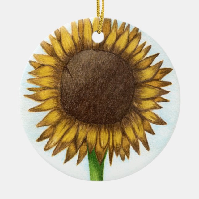 Pretty Sunflower Ceramic Ornament (Front)