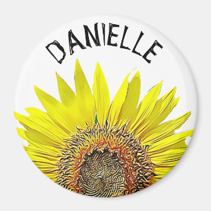 Pretty Sunflower Name Personalised Magnet