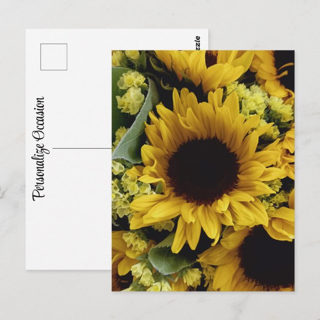 Pretty Sunflower Small Flower Assortment Bouquet Postcard (Front/Back)