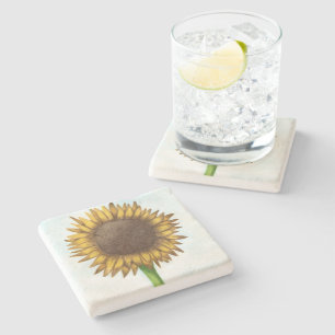Pretty Sunflower Stone Coaster