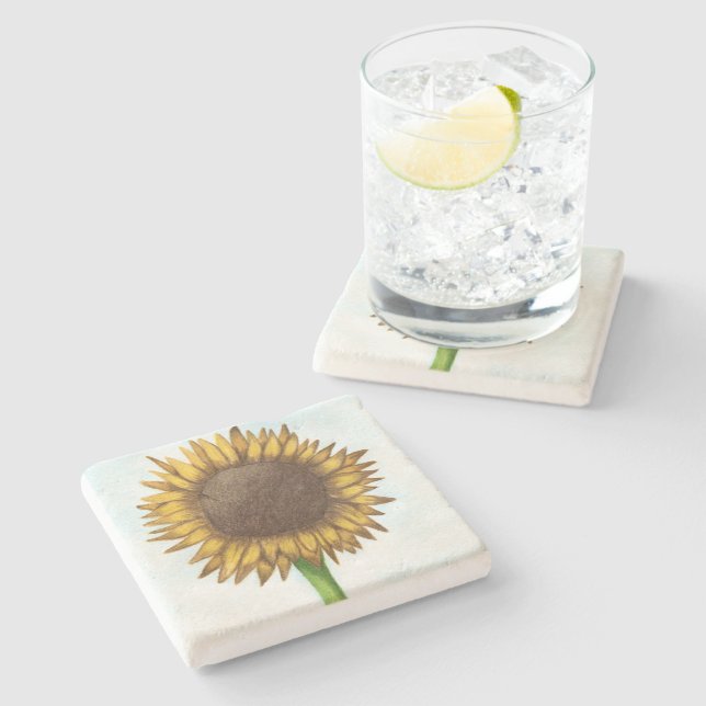 Pretty Sunflower Stone Coaster (Side)
