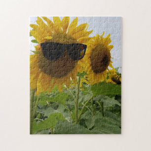 Pretty Sunflower Wearing Sunglasses Jigsaw Puzzle