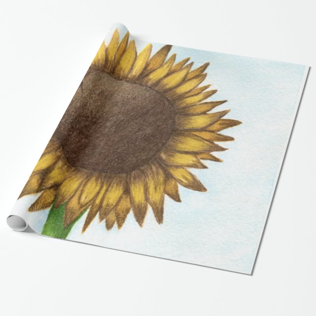 Pretty Sunflower Wrapping Paper (Unrolled)